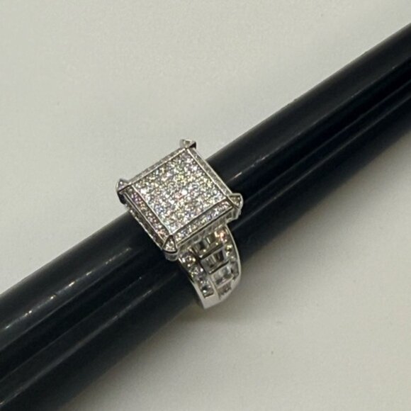 925  Stering Silver Square Pave Ring - Picture 8 of 8